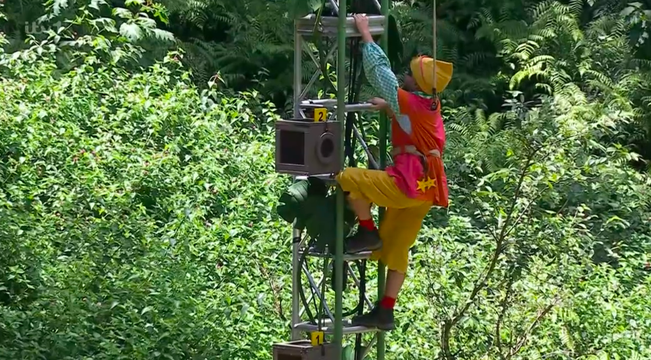 Dean climbing up to the top of the beanstalk