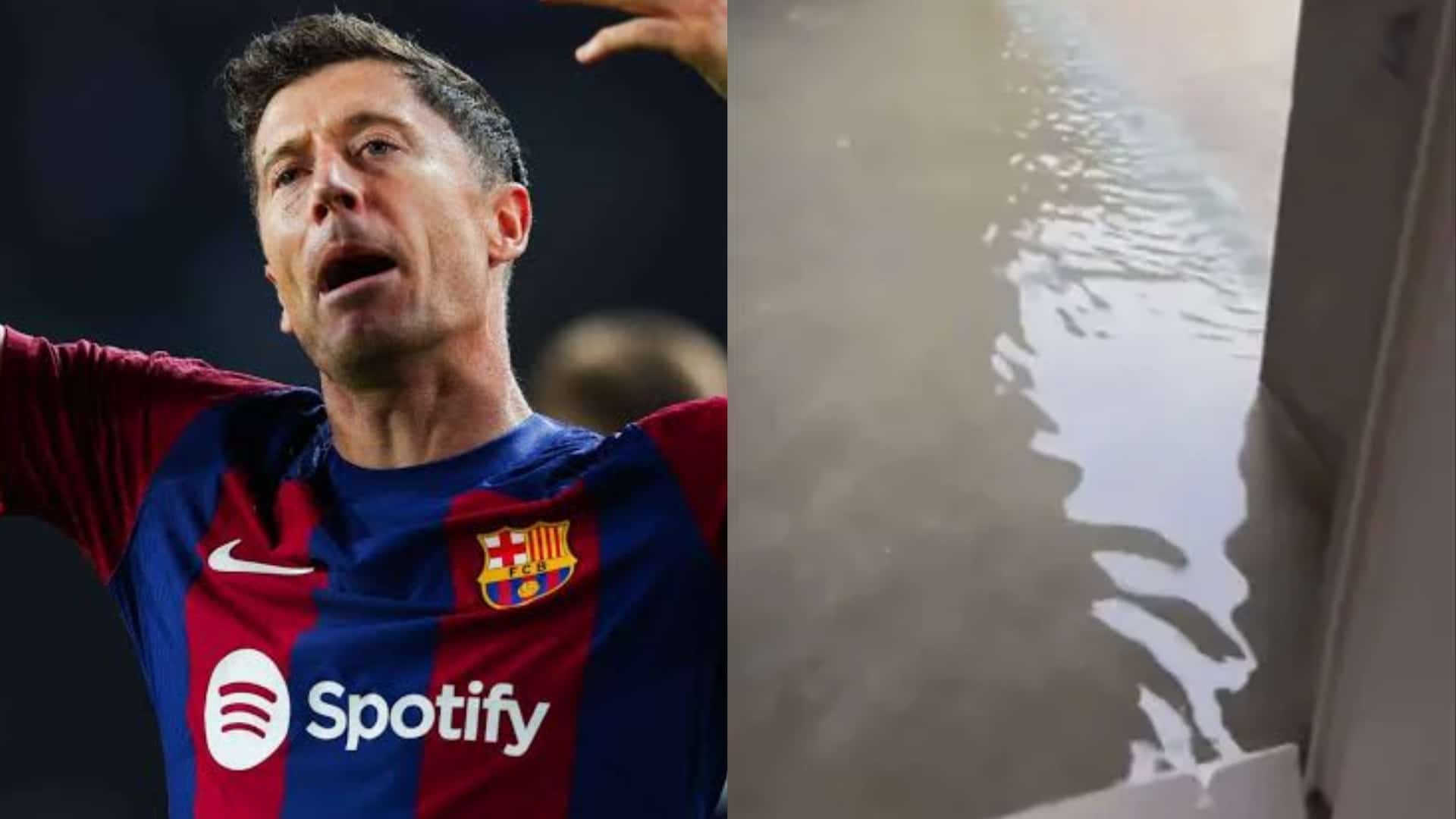 Robert Lewandowski's home flooded amid heavy storms in Barcelona