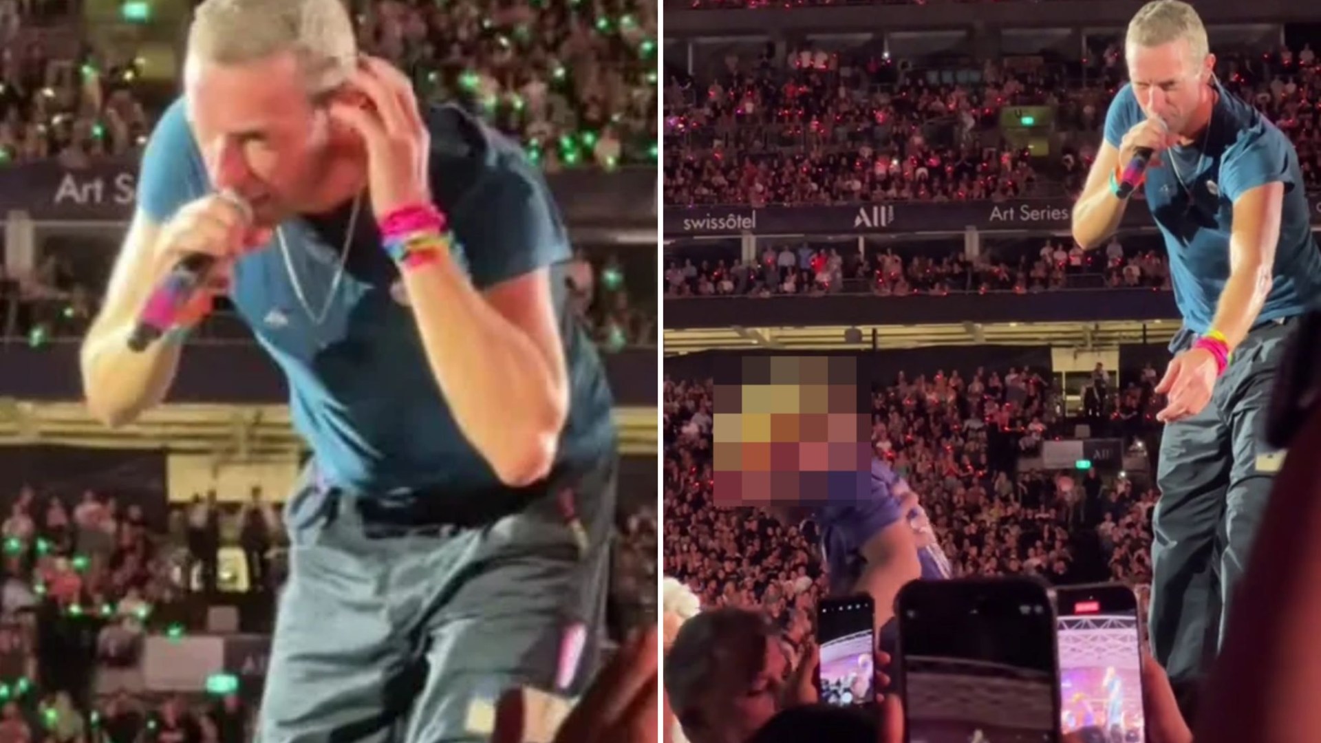 Watch the moment Coldplay's Chris Martin saves young fan from being crushed at huge stadium gig