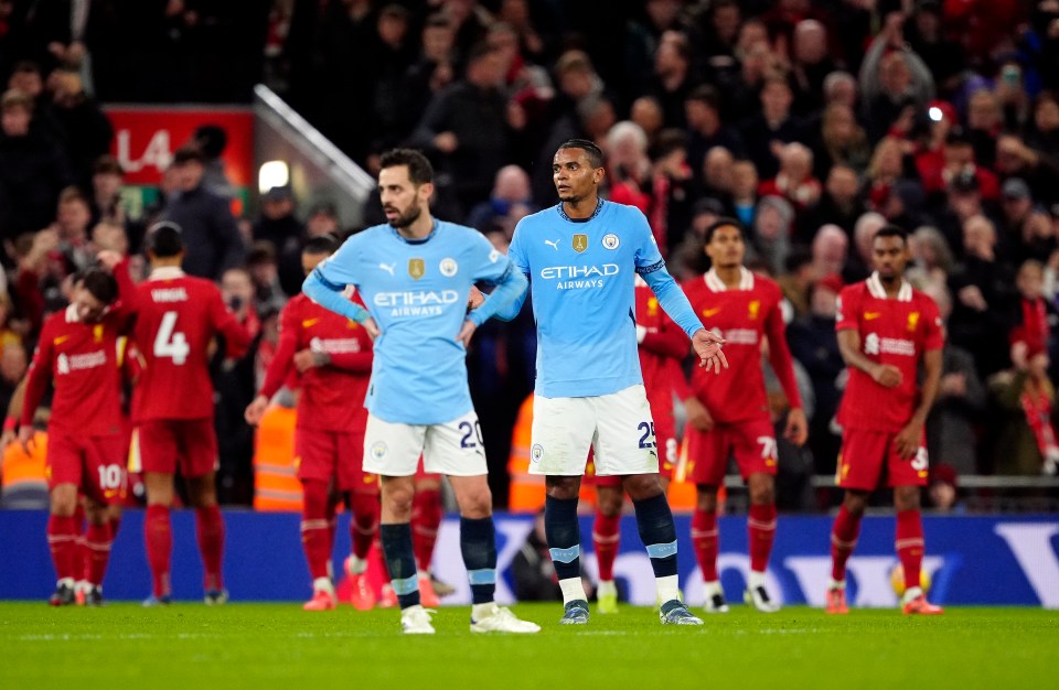 Man City extended their winless streak to seven games after a 2-0 defeat at Anfield