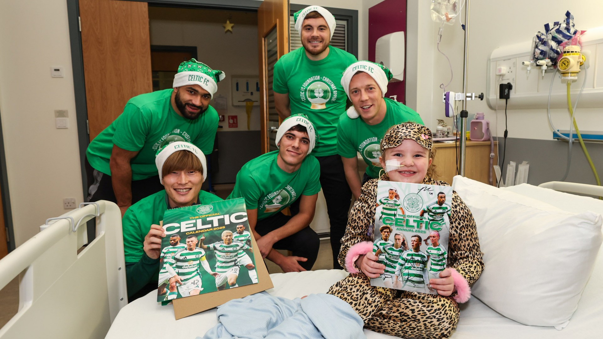 Celtic squad spread festive cheer as £10,000 is donated during hospital visit to sick kids