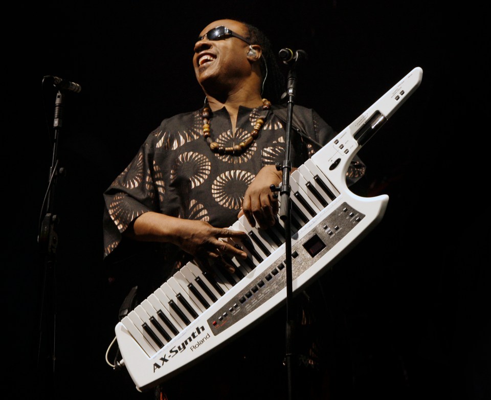 US musician Stevie Wonder performs, during the 40th anniversary of the festival