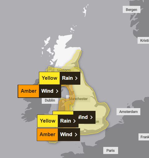 An amber warning for wind has been issued