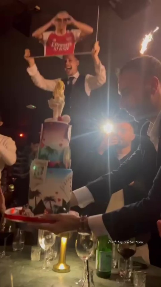 The Belgian was presented with a huge birthday cake