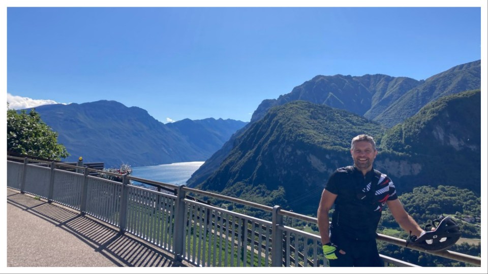 Scottish Sun man Matt with his destination of Lake Garda in the background.