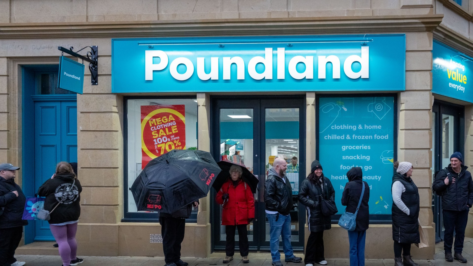 Hardy shoppers defy Storm Darragh to queue for a new Poundland