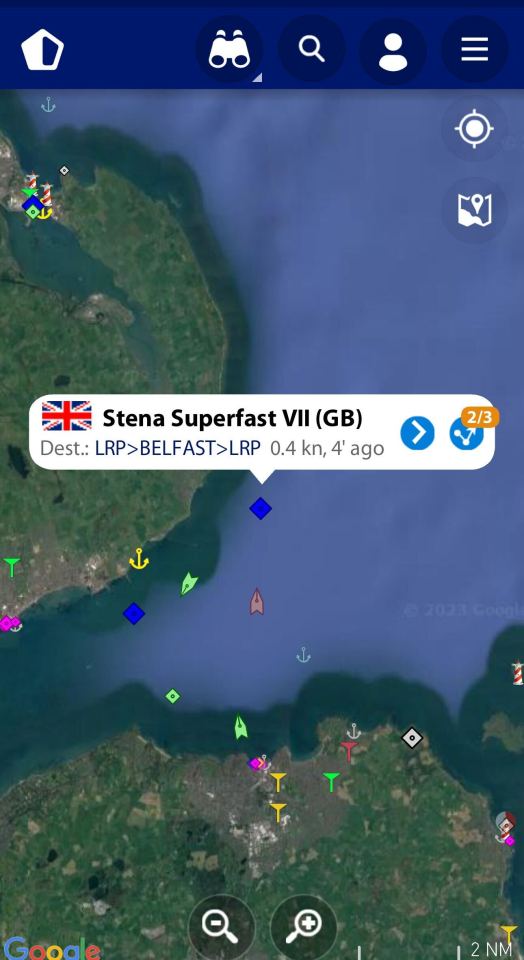 The ship is currently sheltered on the Antrim coast