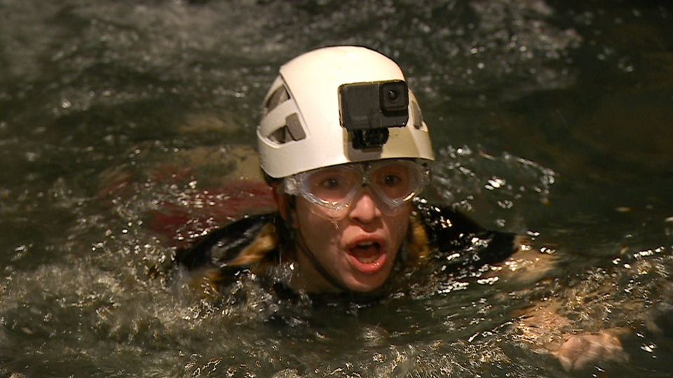 GK Barry had to swim through an insect-filled tunnel for the trial