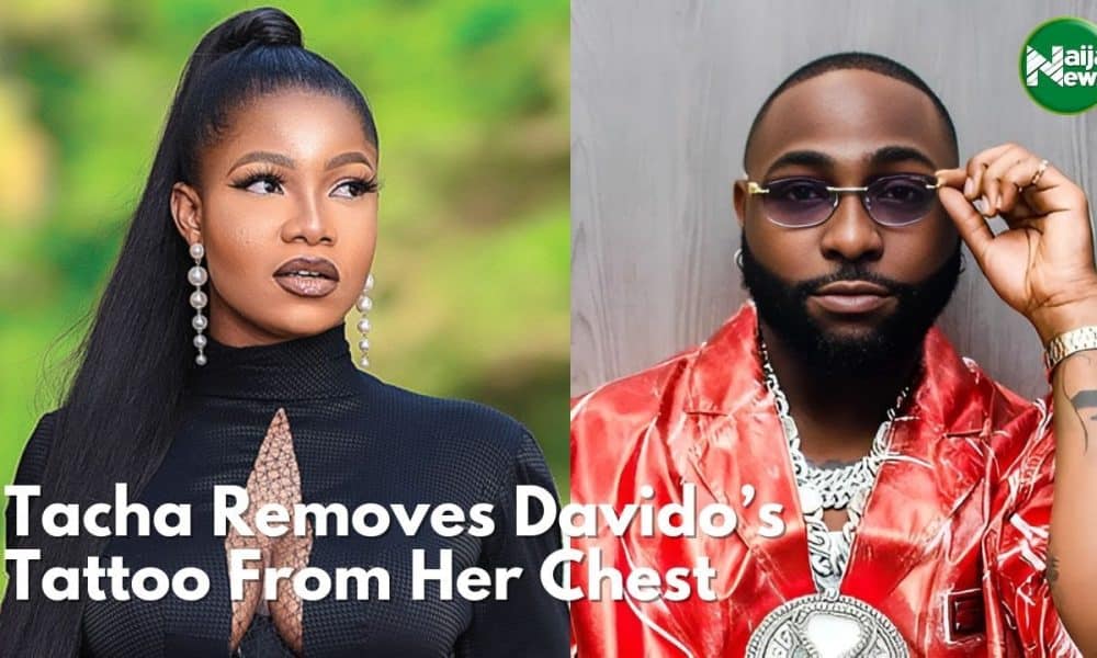 Watch Tacha Remove ‘Davido’s Tattoo’ From Her Chest