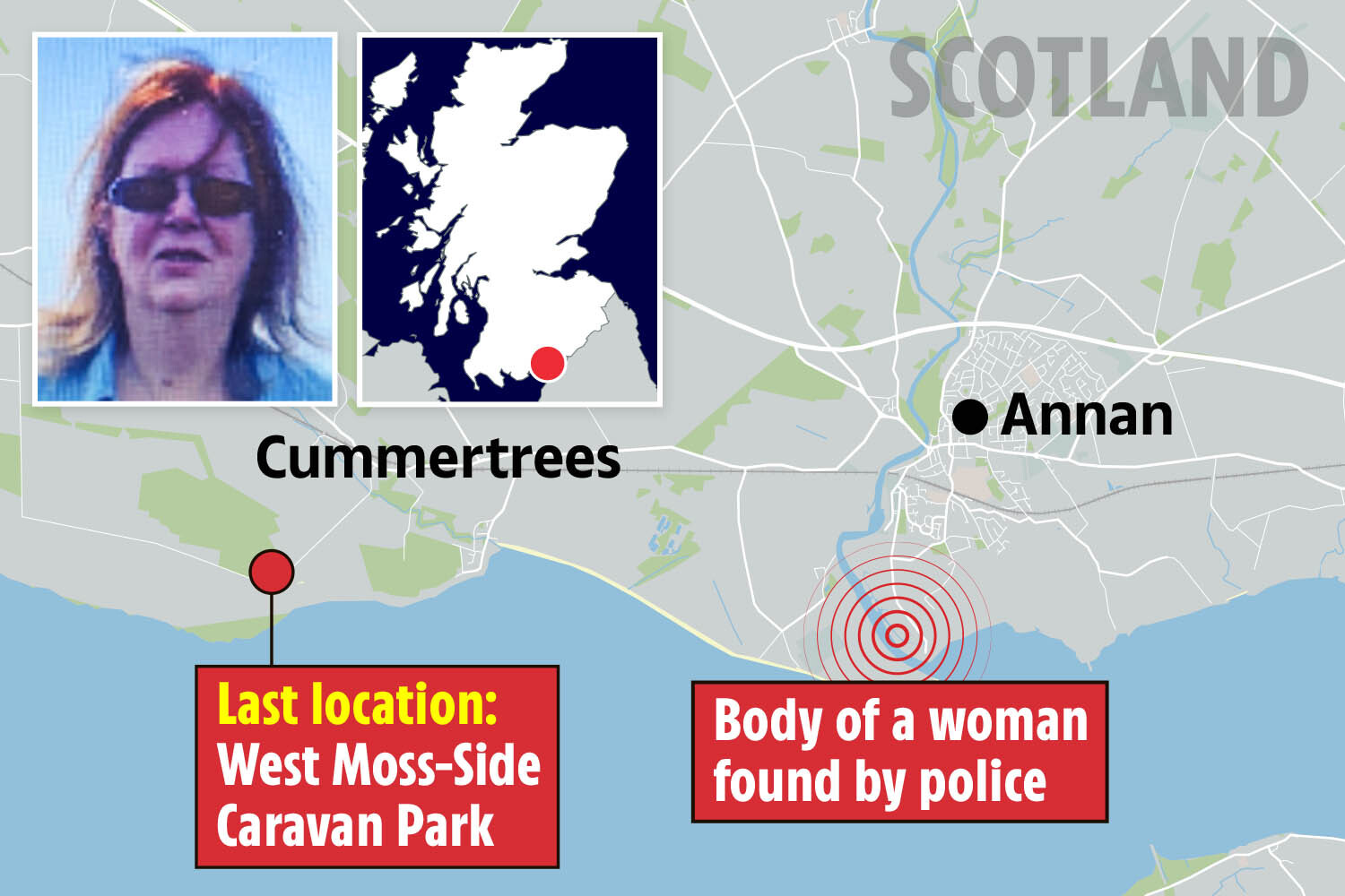 Map reveals last known sighting of missing woman, 74, stuck in mud overnight in -3C temps sparking massive search