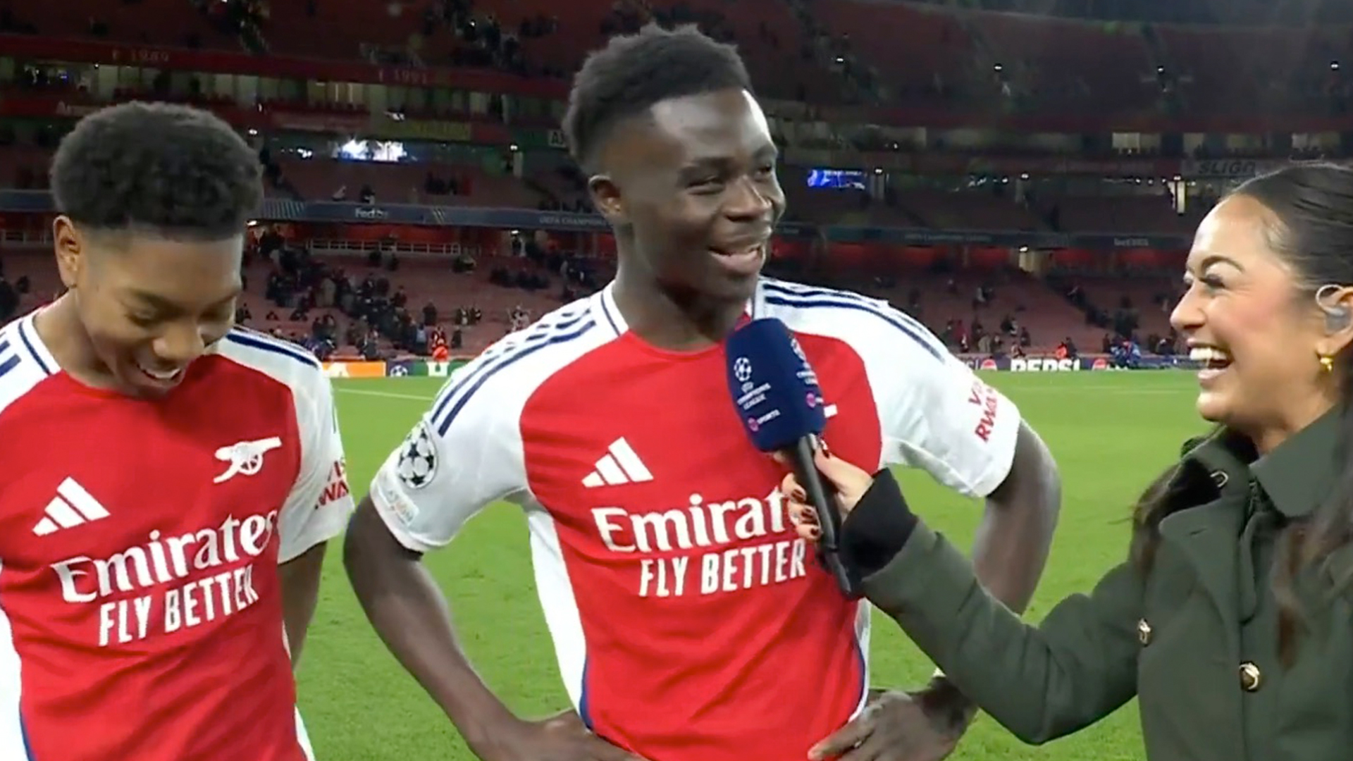 Bukayo Saka cheekily hits out at Havertz for stealing hat-trick goal but tells Arsenal fans 'don't worry it's coming'