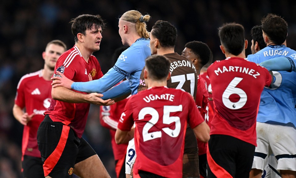 Harry Maguire quickly intervened and had to be held back