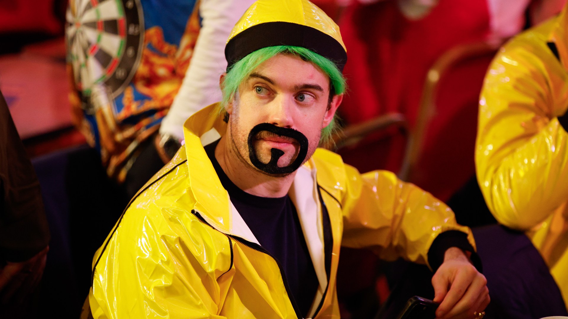 Top Brit comic looks worlds away from TV fame as he dresses up as Ali G with pals for a night at the darts