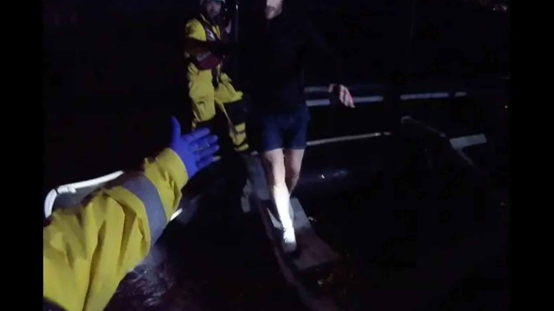 Watch shock moment Jordan North is rescued from the River Thames after struggling to rescue drowning dog