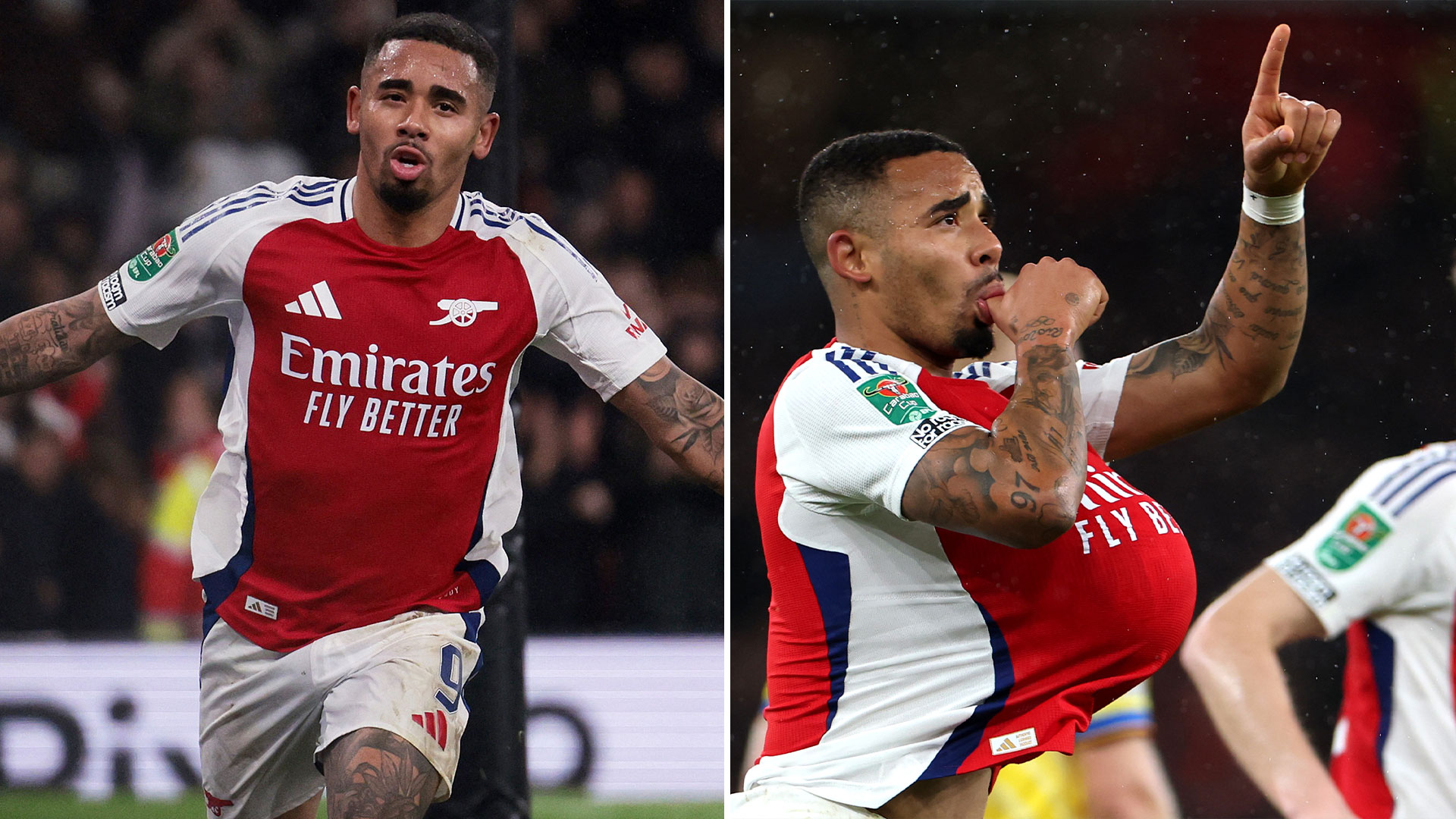 Arsenal 3 Crystal Palace 2: Gabriel Jesus scores stunning hat-trick as Gunners reach Carabao Cup semis after comeback