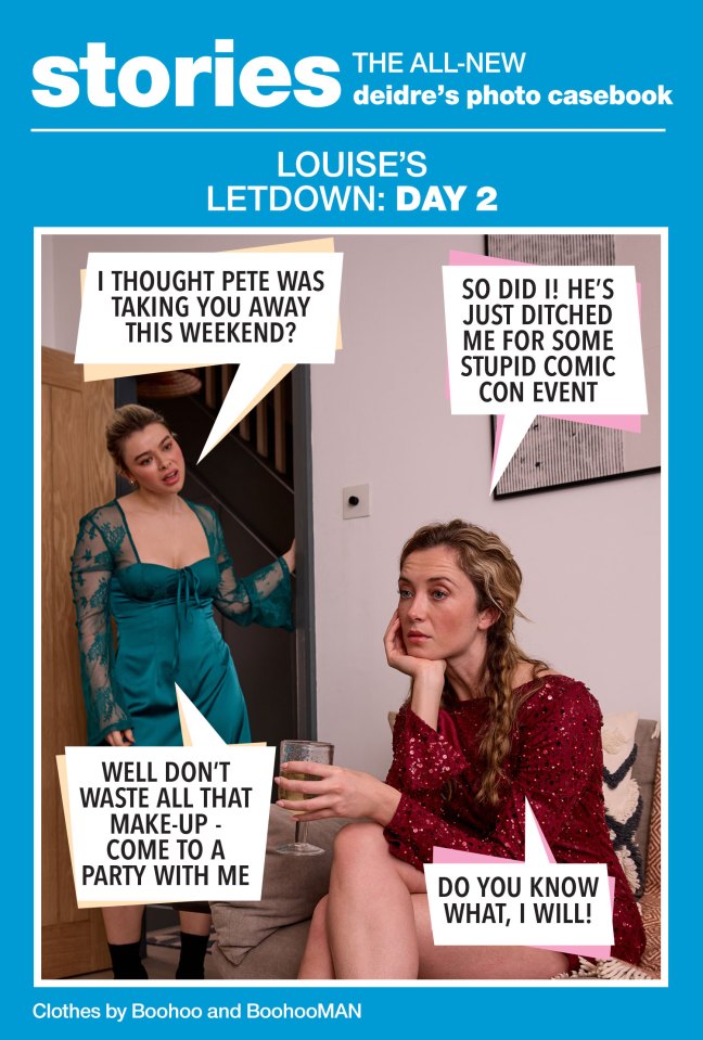 Louise's Letdown: Day 2 from Deidre's photo casebook. Two women discuss a man ditching one for a comic con event.