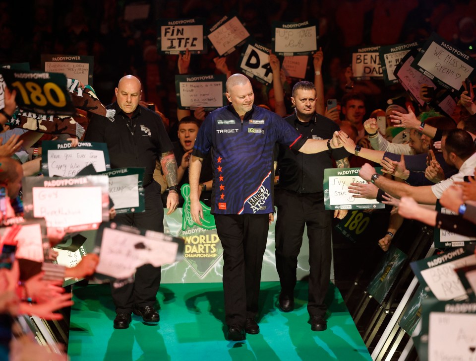 Van Barneveld suffered a walkout blooper earlier in the night