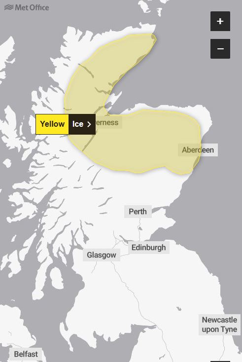 The Met Office has issued a yellow weather warning for parts of the northeast