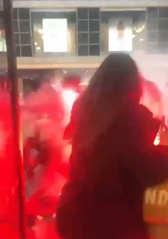 Football thugs set off fireworks leaving shoppers terrified