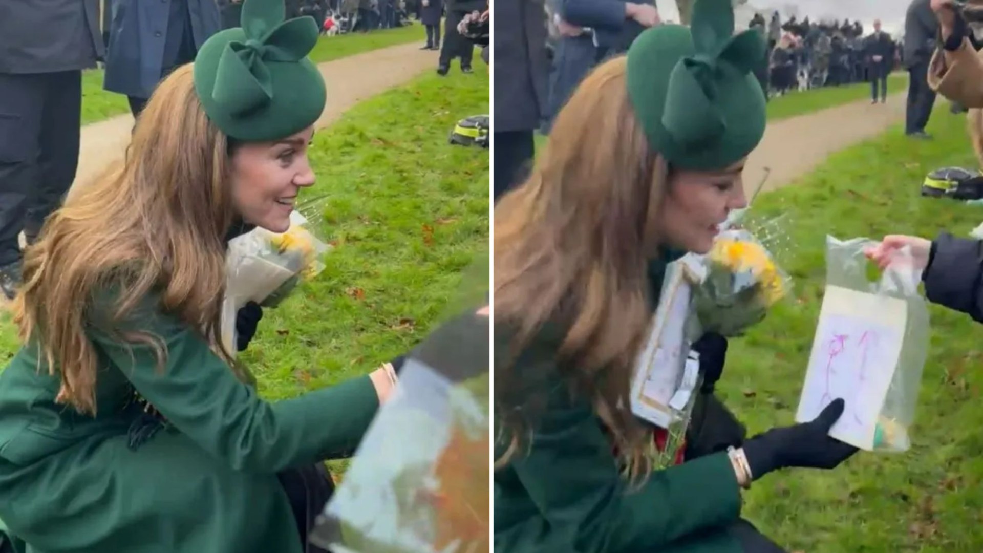 Adorable moment Princess Kate accepts drawing for daughter Charlotte and shakes hands with young admirer