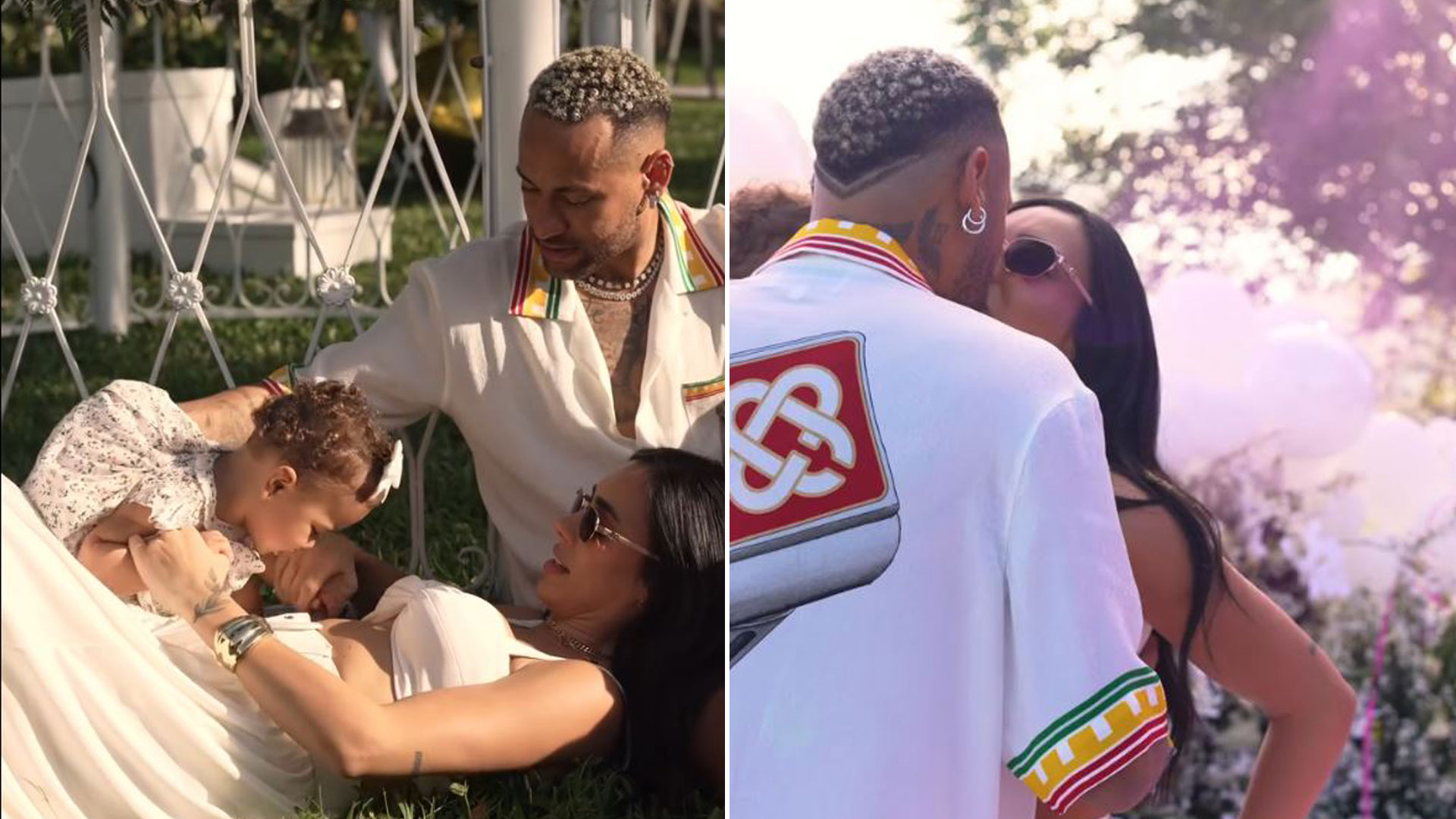 Neymar and girlfriend Bruna Biancardi hold spectacular gender reveal to announce she is expecting their second child