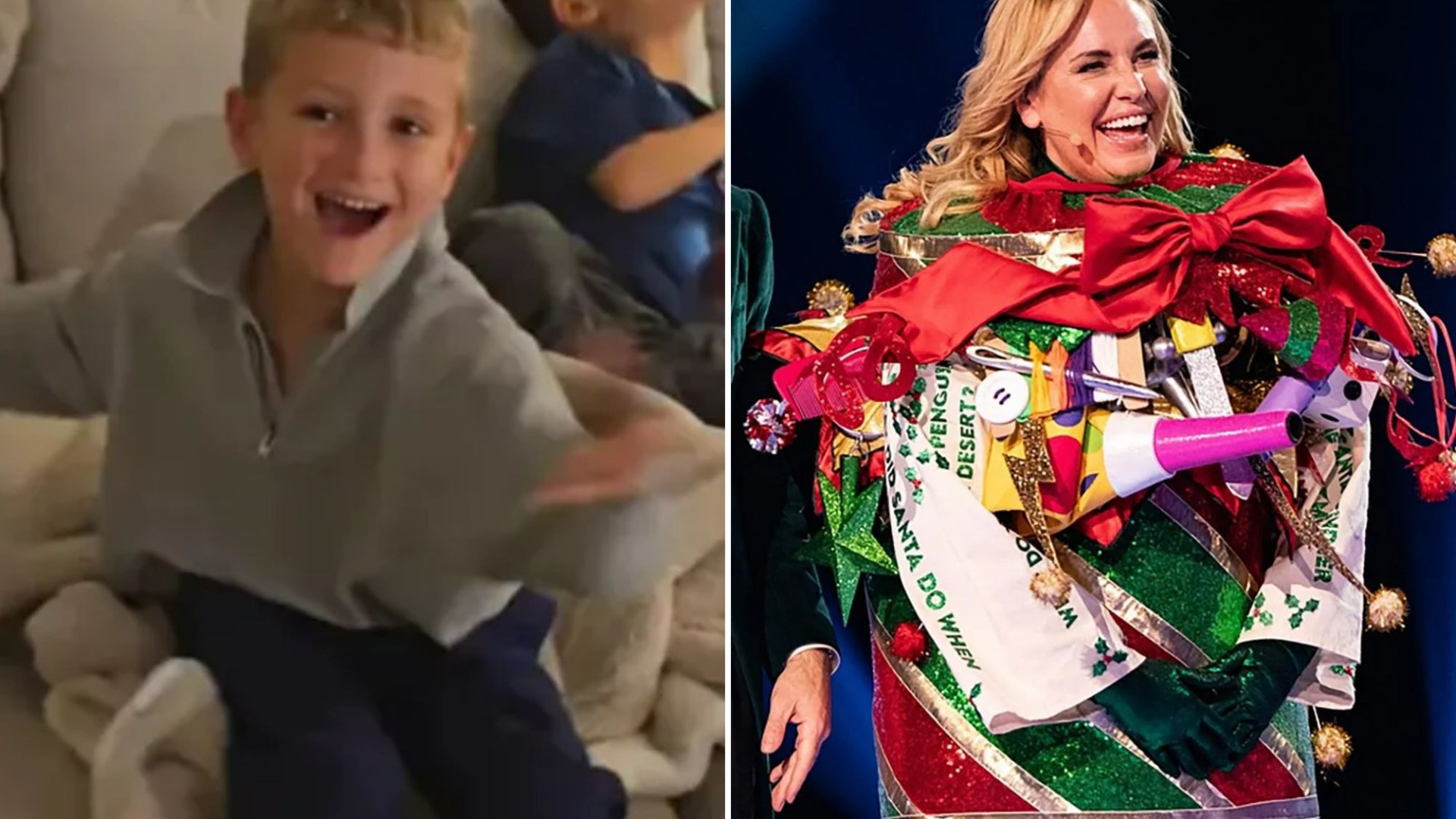 Watch the heartwarming moment Josie Gibson's son realises she's on Masked Singer Christmas special