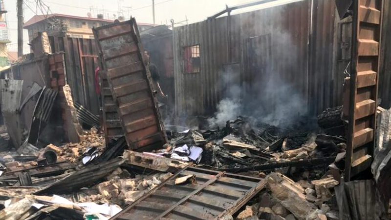 Fire guts shops in Onitsha on Christmas day