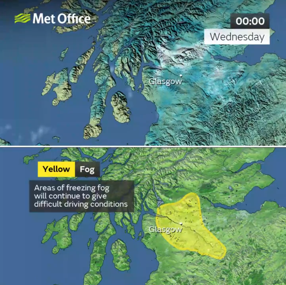 The Met Office has issues a yellow weather warning Glasgow