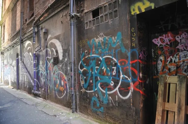 Some city centre lanes are plagued with graffiti and crime