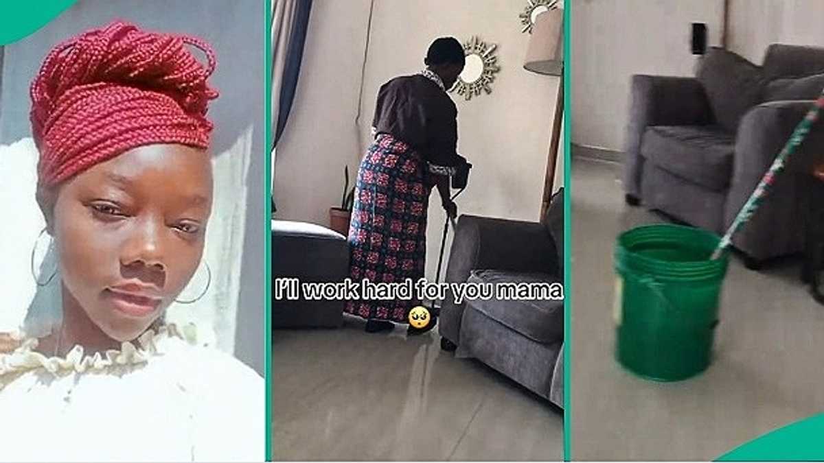 Lady in Tears as She Visits Mum Who Still Works as Cleaner, Video Goes Viral on TikTok