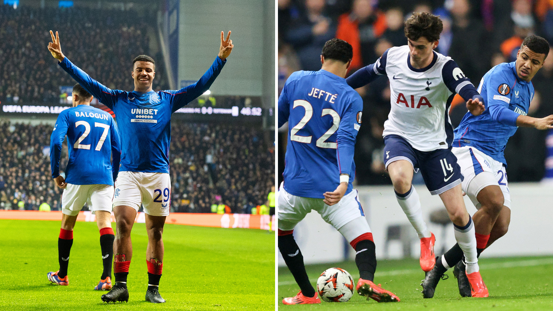 Rangers vs Tottenham LIVE SCORE: Igamane nets opener with Souttar OFF as Forster saves from Bajrami, Cerny