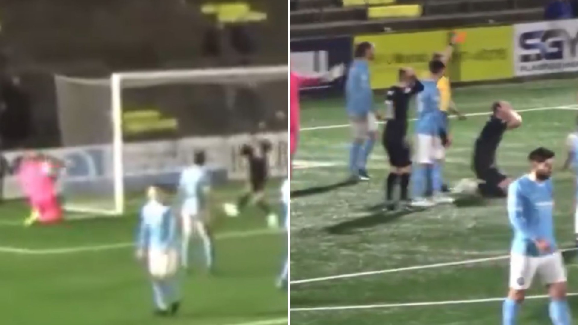 SPFL match descends into chaos as captain sent off for BLASTING ball into keeper's face while celebrating a goal