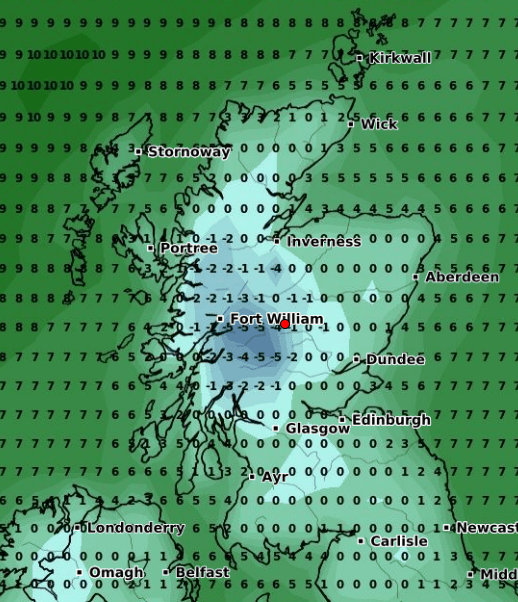 Towns and cities might get down as low as -4C