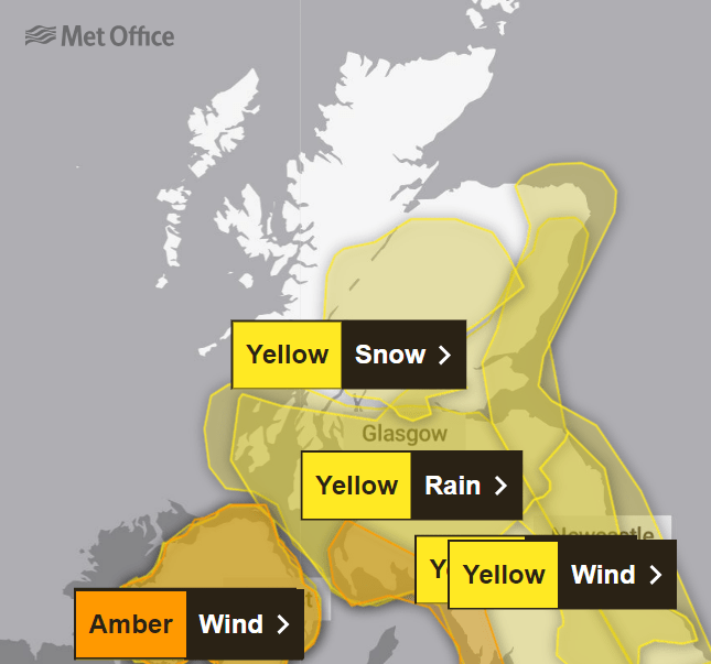 A number of weather warnings are currently in place