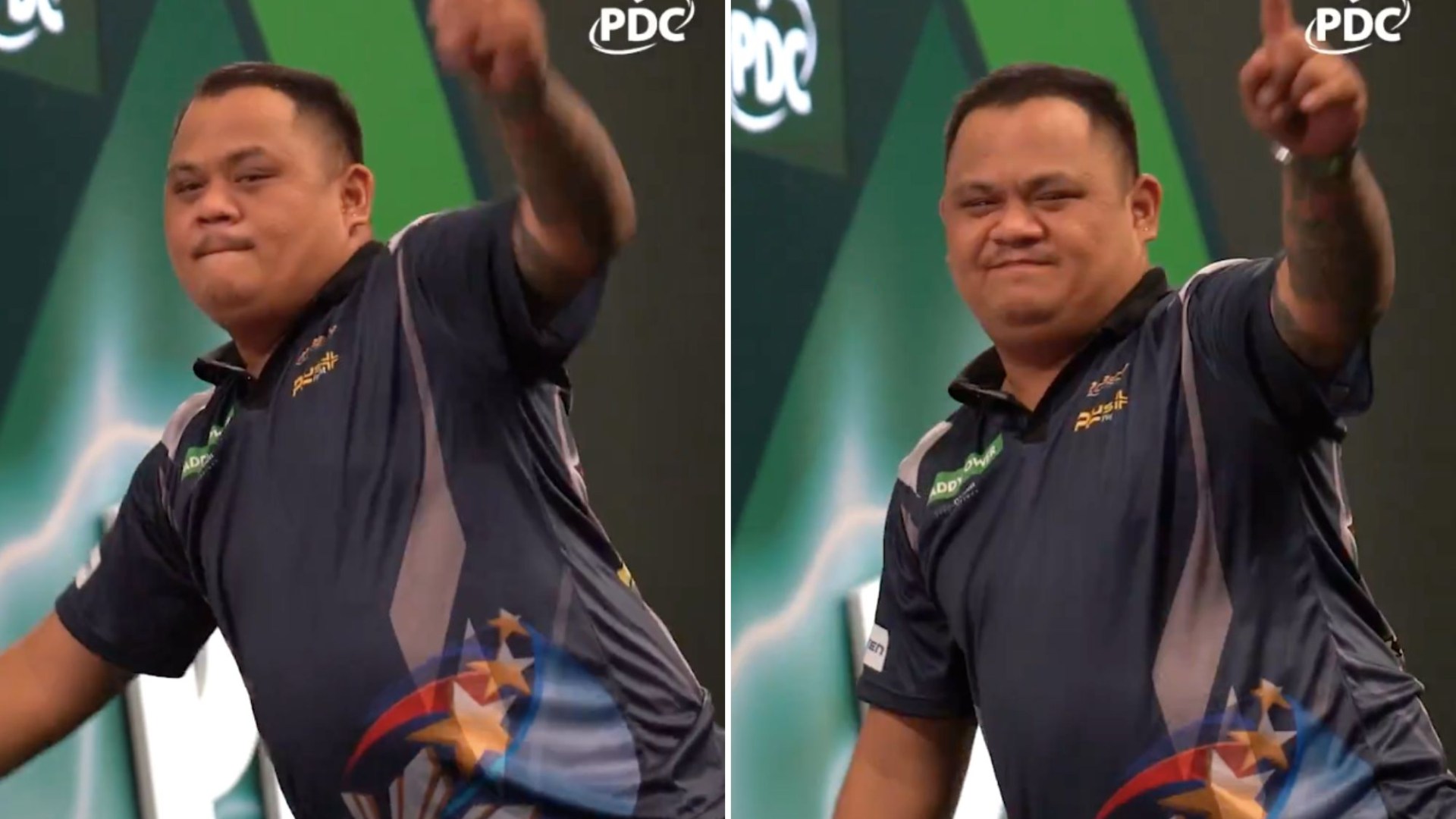 Watch moment darts star celebrates before missing shot... only to pull off huge World Championship shock seconds later