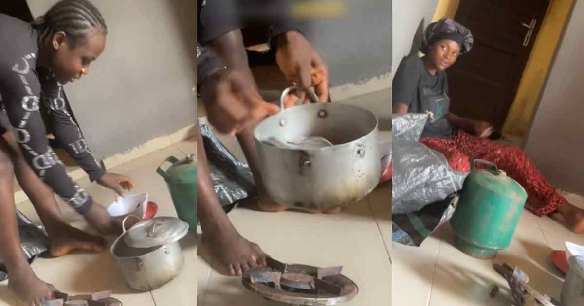 "This pot na from generation to generation" – Lady shares the 'outdated' kitchen utensils her aunty brought for her in school (WATCH)