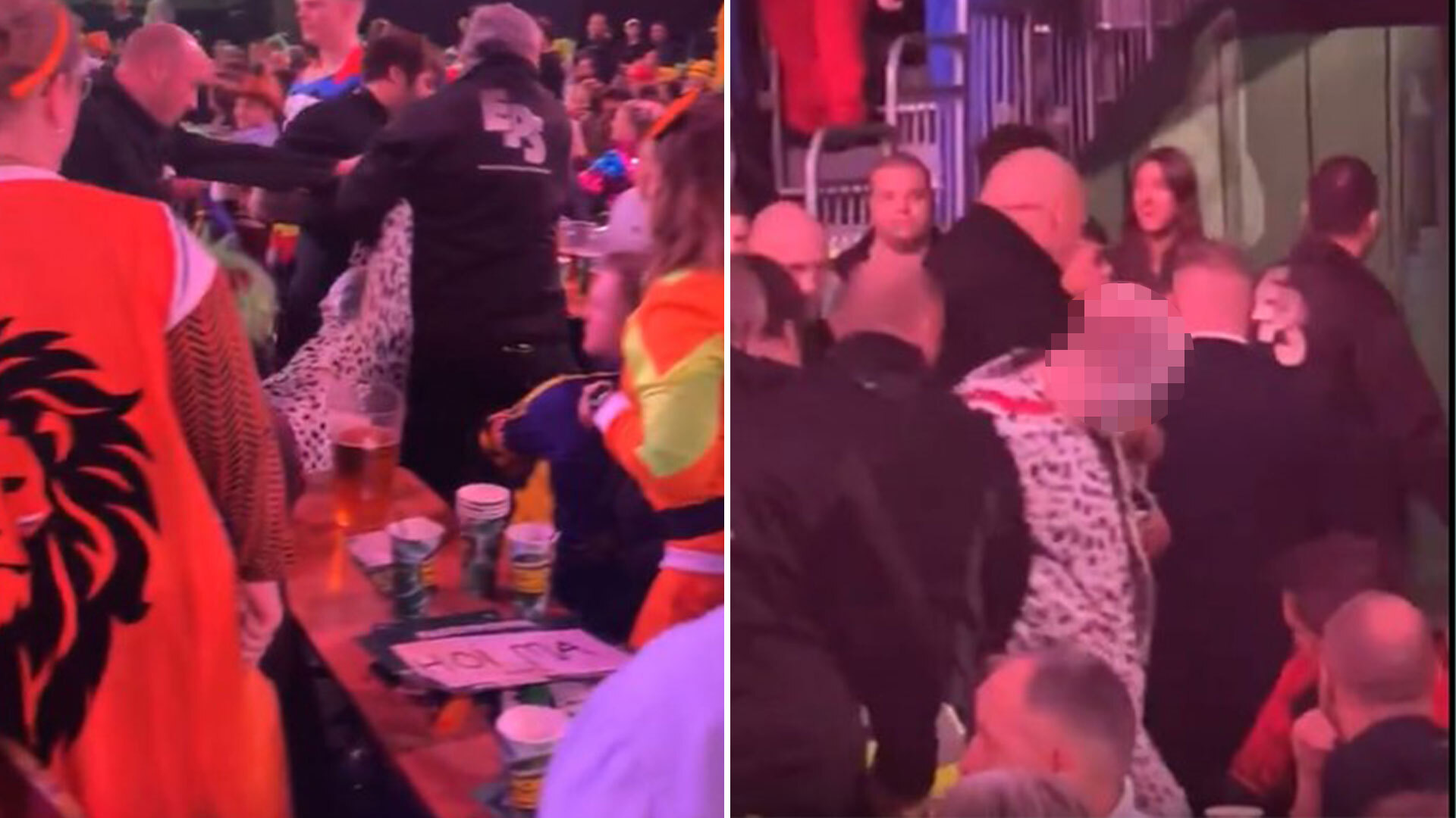 Shocking moment fan dressed as Dalmatian is carried out of World Darts Championship by security