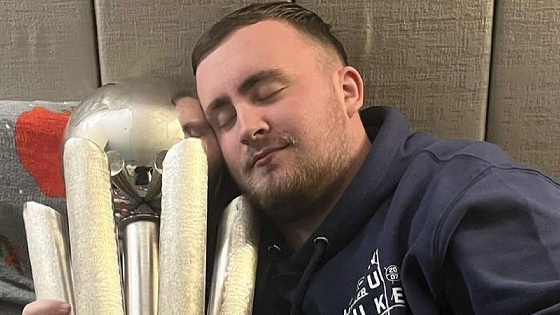 Luke Littler copies Lionel Messi as he sleeps with trophy - but fans are more interested in darts star's bedding