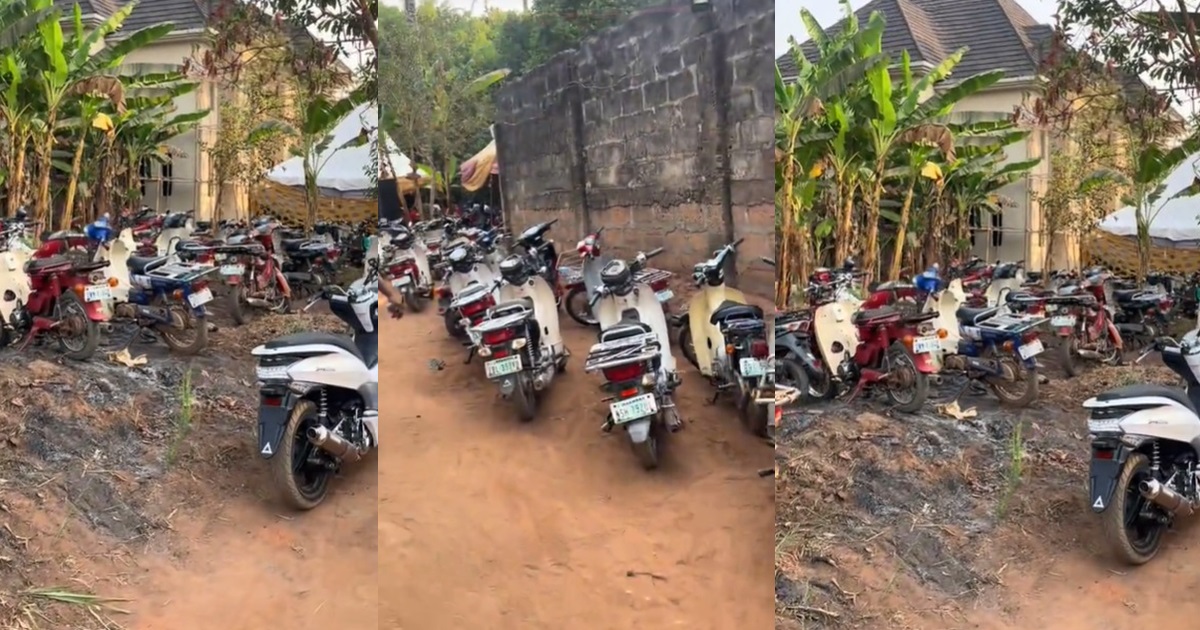 "to see motor come be like say na by connection" – Wedding guest sh0cked as she discovers rows of bikes at a wedding with no car in sight (WATCH)