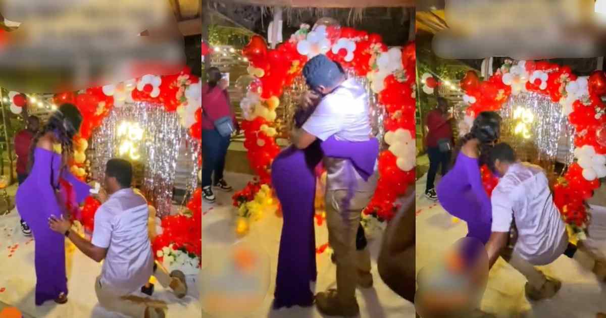 Adorable moment man with leg pa!n went down on his kneels to propose to his woman (WATCH)