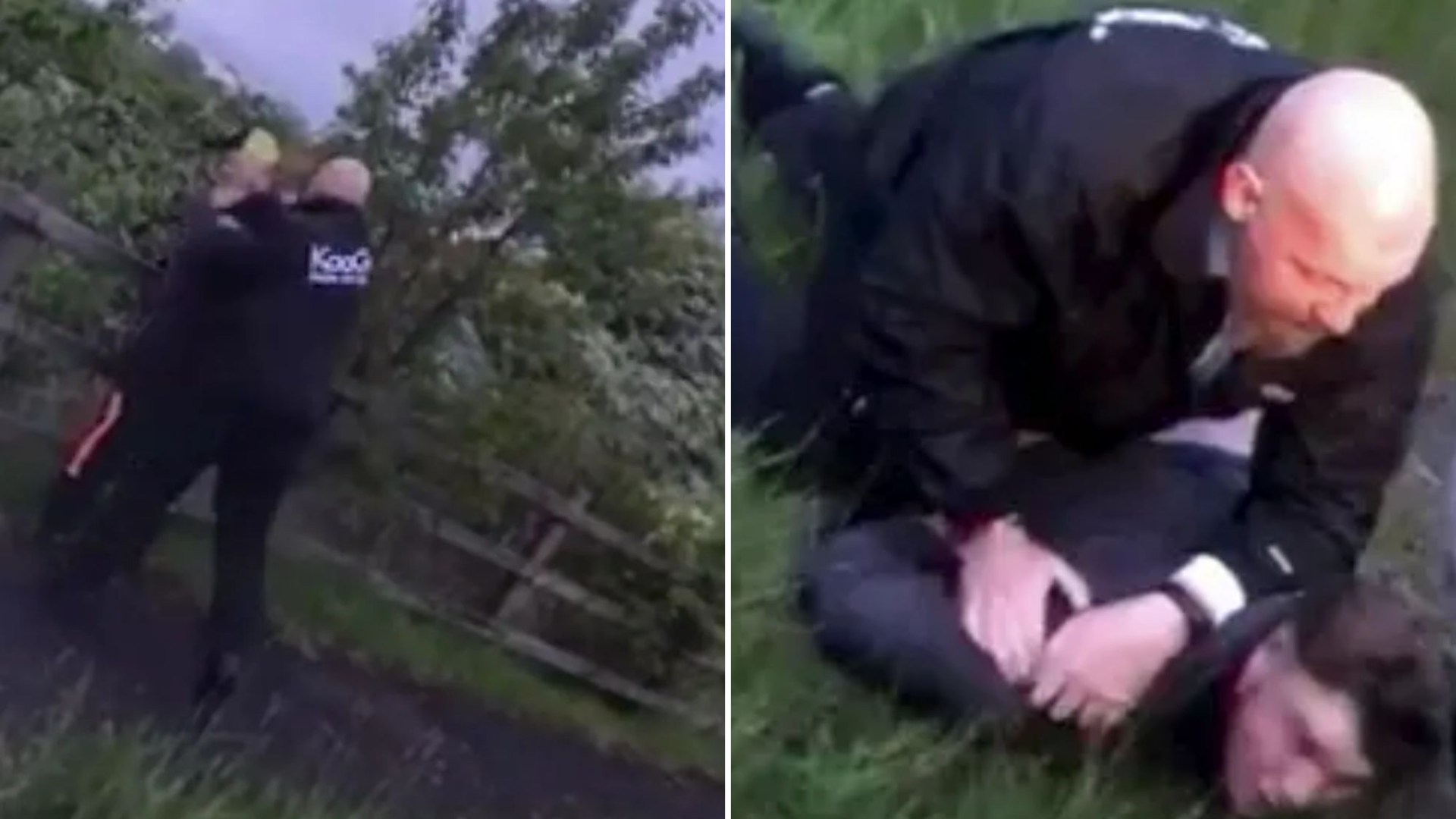 Moment cop punches driver in the face & wrestles him to ground in ‘road rage row’ as horrified partner watches on