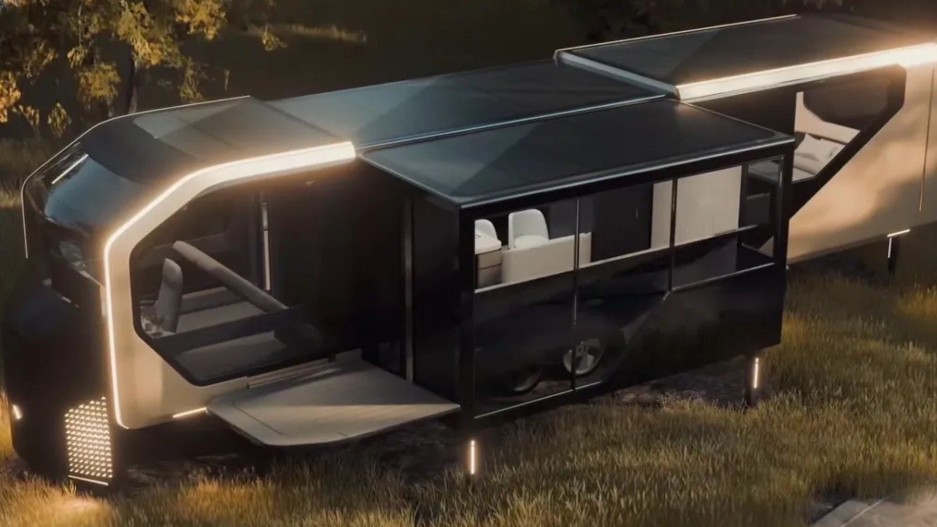 Tiny home campervan's living room expands by 400ft in seconds as AI 'captures water from thin air' & turns on the lights