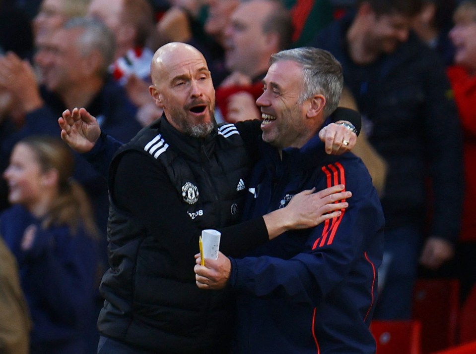 The Dutchman was most recently assistant to Erik ten Hag (left) at Man Utd