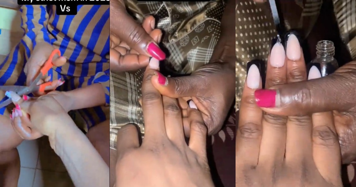 "They know when the time is right" – Str!ct Nigerian mother transforms from cutt!ng off her daughter's long nails to fixing her nails in two years (WATCH)