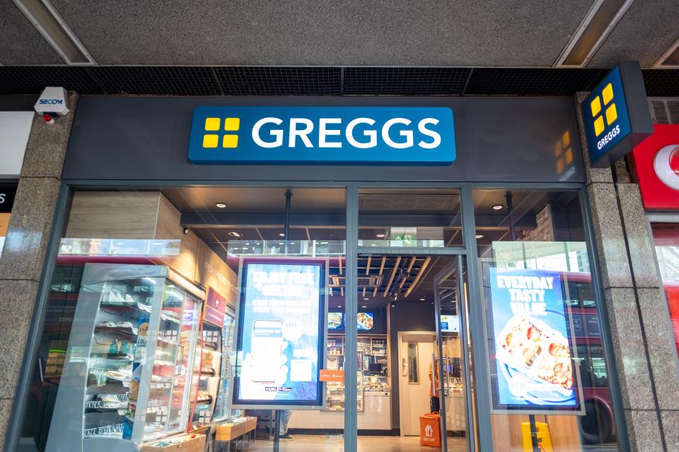 Greggs bakery in Victoria, London.