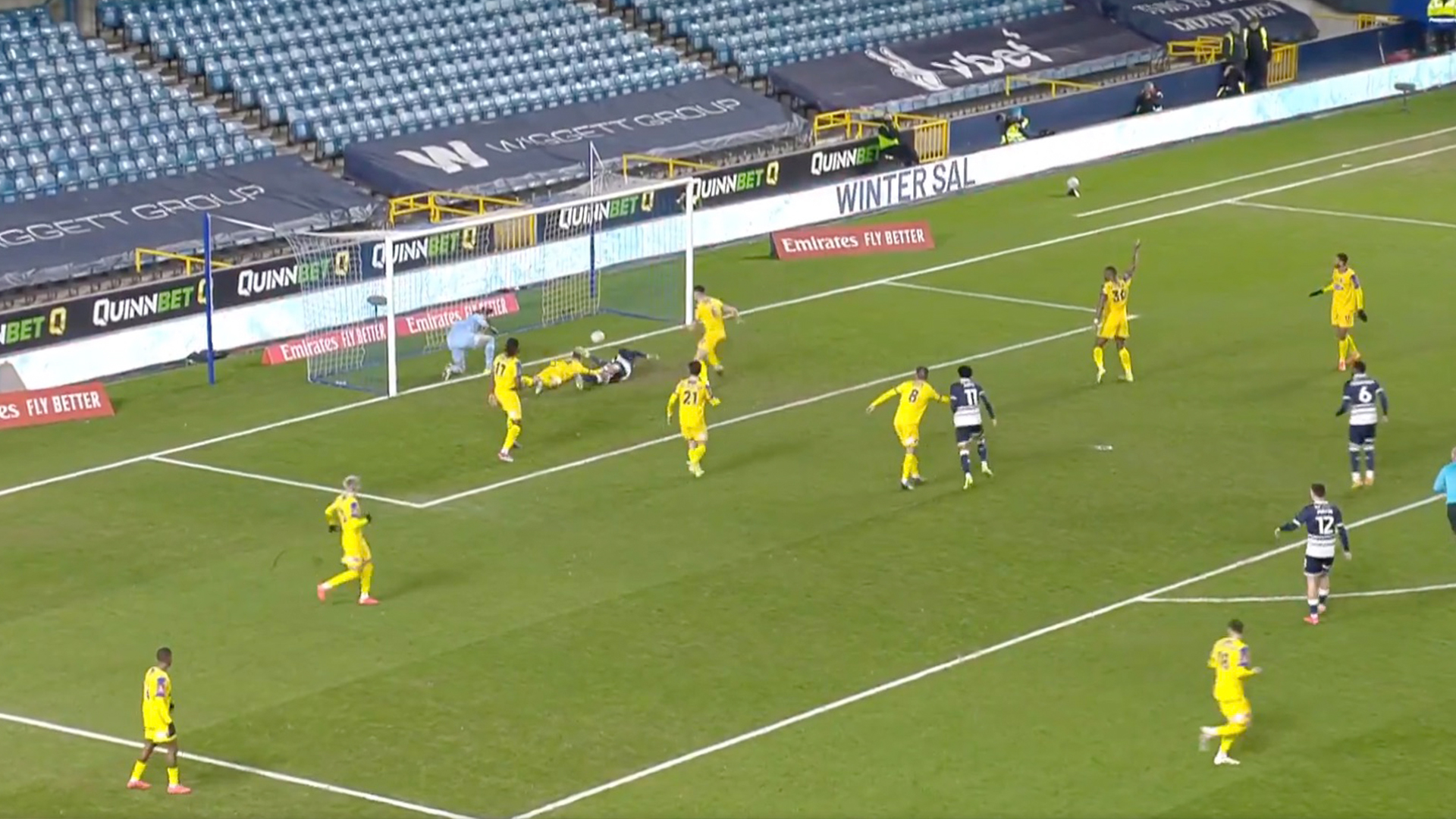 Moment Millwall star scores with 'strangest goal ever seen' as fans say 'straight from Phil Jones school of finishing'