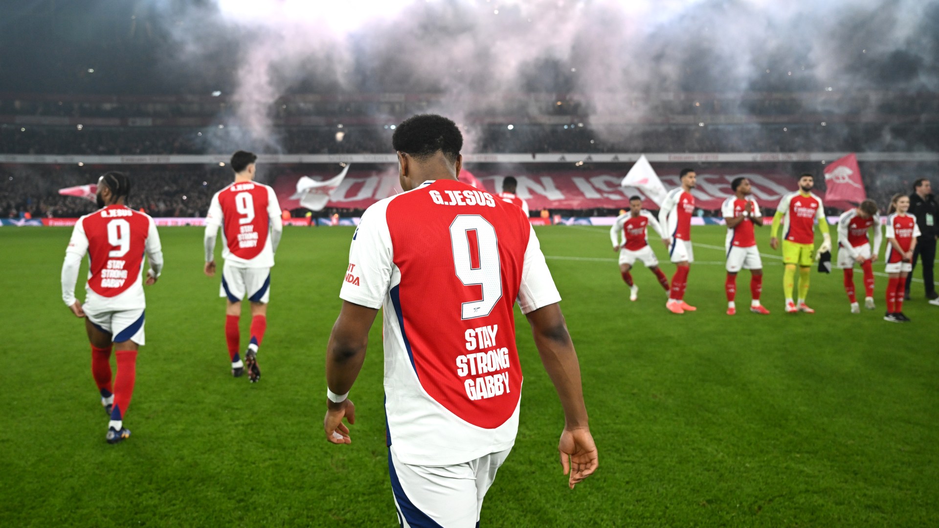 Arsenal stars wear special Gabriel Jesus shirts with mural unveiled before Spurs clash after season-ending ACL injury