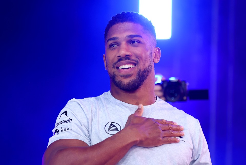 Anthony Joshua at a boxing weigh-in.