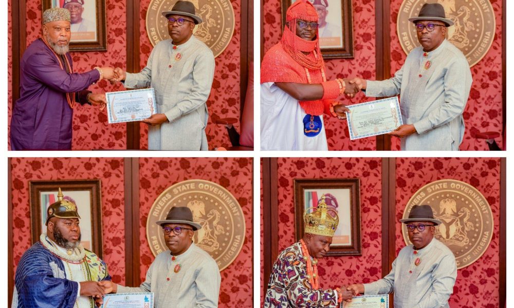 Fubara Presents Traditional Ruler Certificate To Asari Dokubo, Three Others