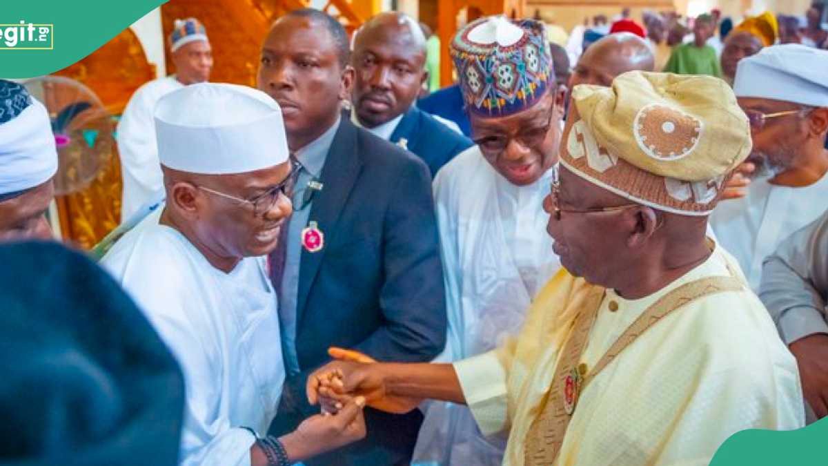 "Hope He Can Now Rest": Nigerians React As Senator Ndume Greets Tinubu at National Mosque